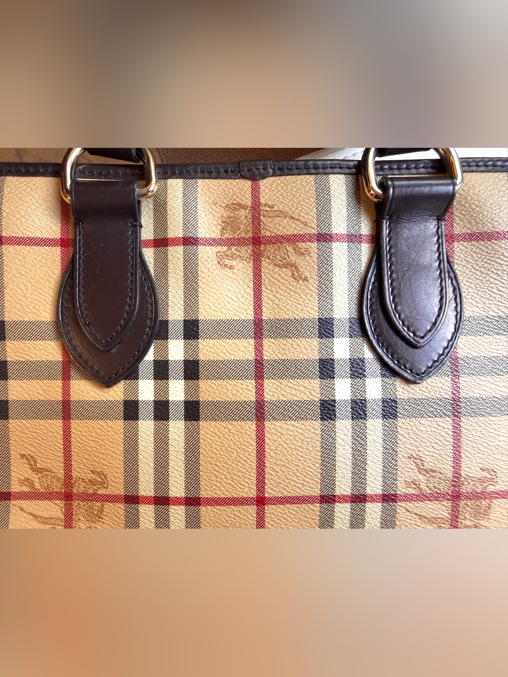 Authentic Burberry London Nova Check Coated Canvas Haymarket Tote Ittivgro58cal - Picture 5 of 13
